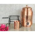 thumbnail image 4 of Indianartvilla Copper Half Lacqure & Half Hammered Design Water Pot With Glass/Tumbler & Stand, 169 Oz, 4 of 5