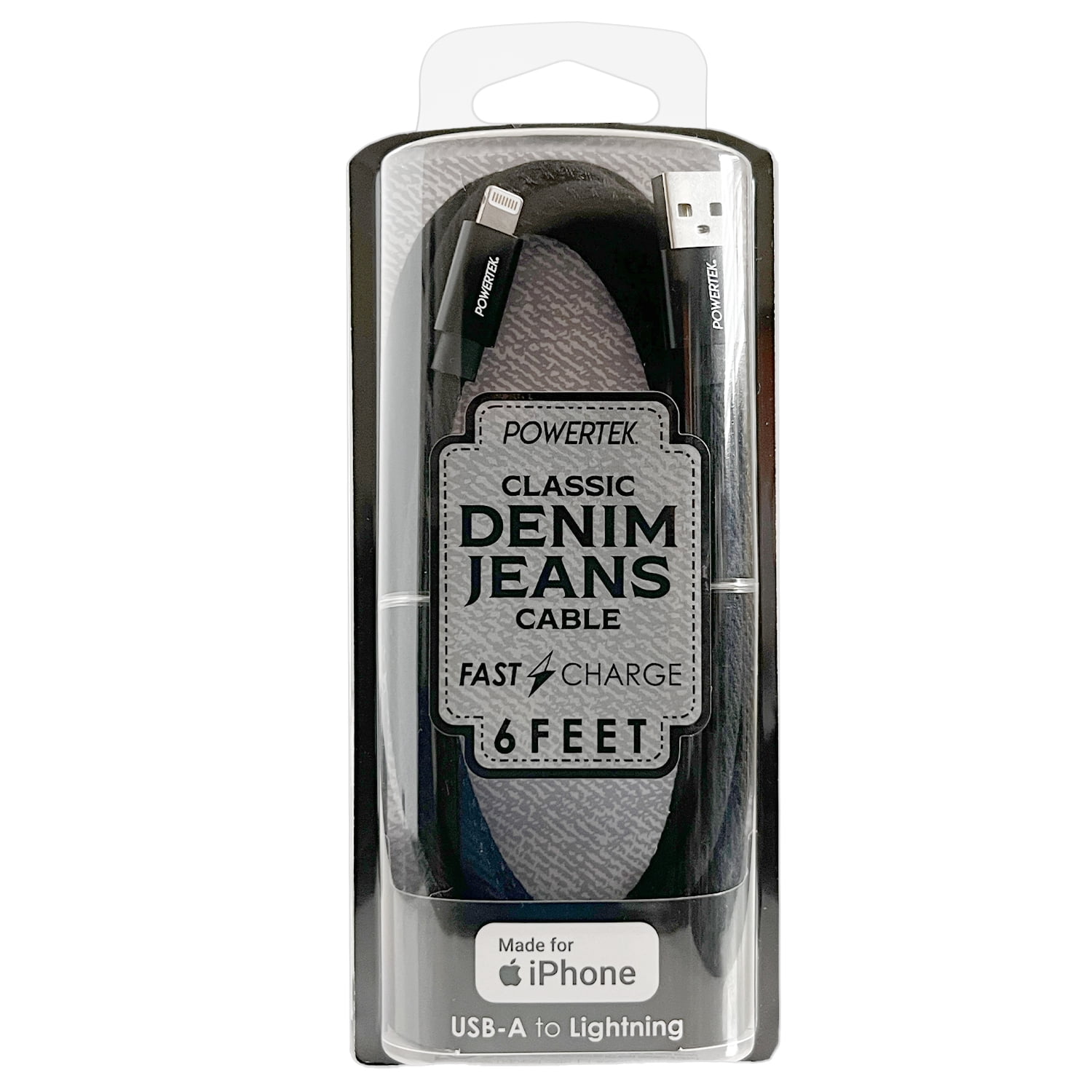 Liquipel Powertek Denim USB-A to Lightning - Black