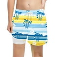 thumbnail image 3 of Hiijoy Big Boys Coconut Tree Print Swim Trunks Compression Liner Board Shorts, Sizes 10-12Y, 3 of 3