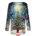 thumbnail image 4 of Makaor Womens Fashion Tops Plus Size Crew Neck Shirts Tunic Christmas Tree Graphic Long Sleeve Pullover Tees Cute Fall Winter Clothes, 4 of 5