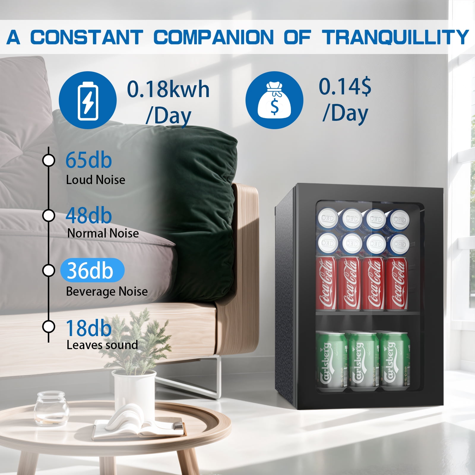 Compact 24 Can/0.9 Cubic Foot Beverage Fridge For Soda, Beer Or Wine, Drinks Refrigerator Cooler