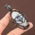 thumbnail image 2 of Natural Blue Lace Agate Gemstone Handmade Copper Wire Wrap Pendant 3.07", 2 of 5