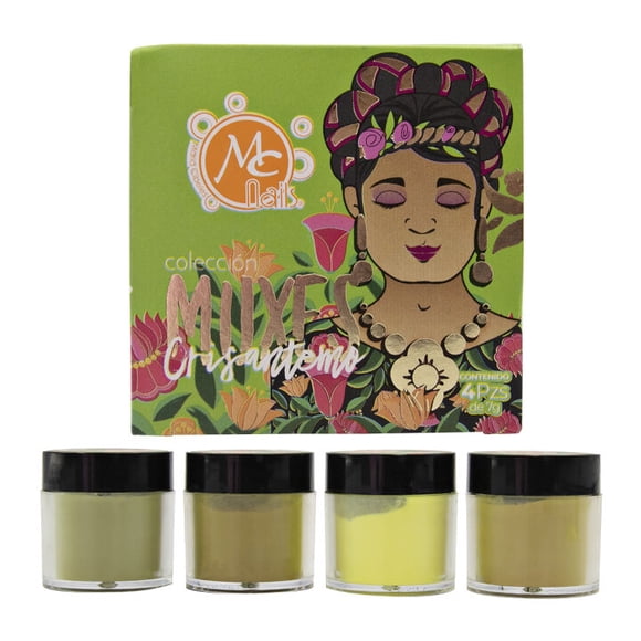 Caja de Polvo Acrilico Alebrijes Muxes CRISANTEMO 4 pz MC Nails Acrilico MC Nails