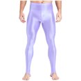 thumbnail image 1 of iefiel Leggings de Sport Brillants pour Hommes, Yoga, Course, Compression, Violet A L, 1 of 6