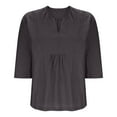 thumbnail image 6 of Viluyesy V-Neck T-Shirt for Womens 3/4 Sleeves Shirt Tops Fashionable Cotton Loose Blouse Dark Gray Size 2XL, 6 of 7