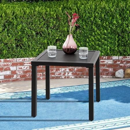 MF Studio Indoor Outdoor Small Metal Square Side/End Table, Patio Coffee Bistro Table, Black