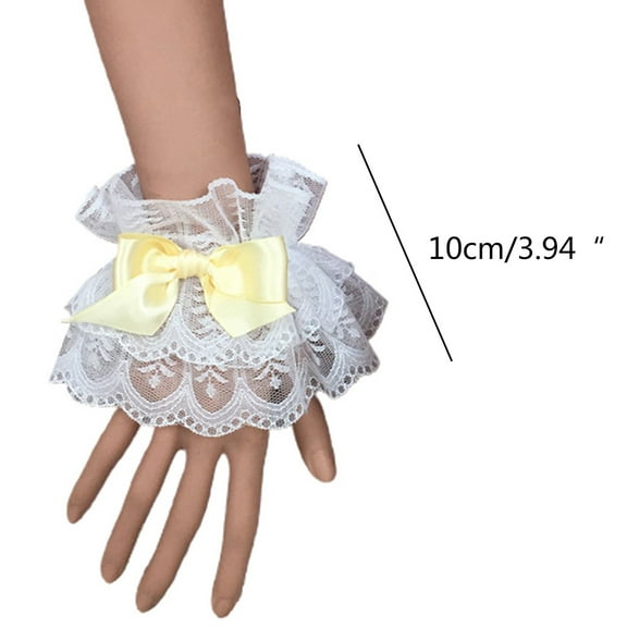 Acahhotxx Women Bracelet, Women Hand Sleeve Wrist Cuffs Ruffled Lace Bowknot Maid Cosplay Bracelet