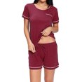thumbnail image 1 of LELINTA Women's Sleepwear Cotton Round Neck Loungewear Short Sleeve Pajama Set, 1 of 3