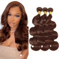 thumbnail image 1 of Cabello humano #4 Brown Bundles, chocolate, ondulado, 60, 65, 70 cm, 1 of 9