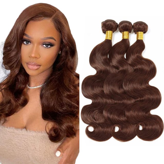 Cabello humano #4 Brown Bundles, chocolate, ondulado, 60, 65, 70 cm