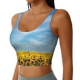 thumbnail image 2 of Goofa Blooming Sunflower Field Printed Sports Bras for Women, High Impact Running Bra Workout Crop Tank Tops Longline Sports Bra Push up-, 2 of 9