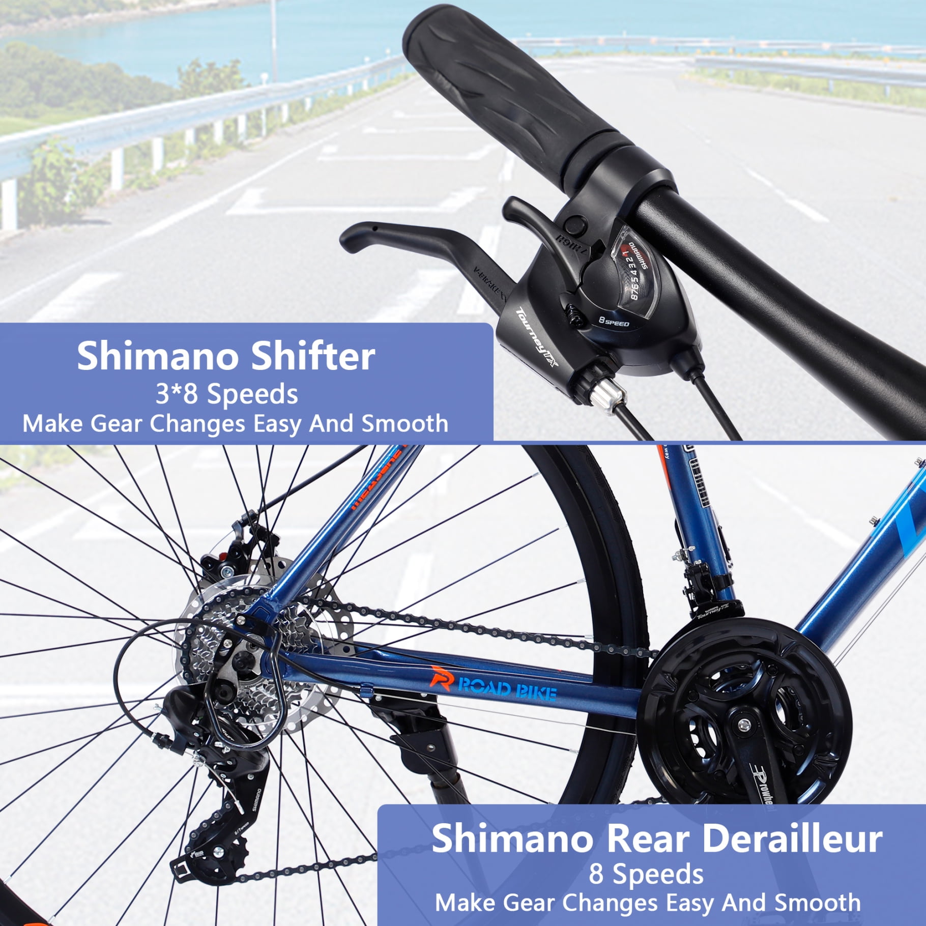 24 Speed Hybrid Bike 700C Road Bike with Aluminum Alloy Frame and Disc Brake City Commuting Sports Bicycle for Men Women 67.32 L x 14.56 W x 39.38 H White Walmart