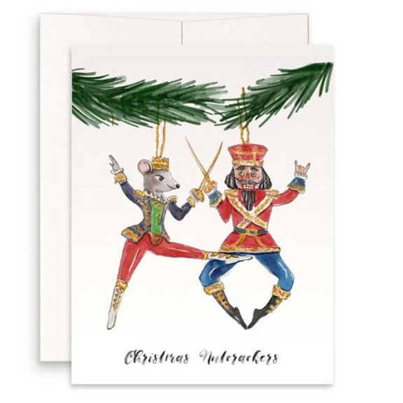 Christmas Nutcracker Greeting Card – Festive Design Featuring Nutcracker and Mouse – Blank Inside, Envelope Included – Perfect Holiday Card for Family and Friends