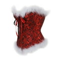 thumbnail image 2 of Christmas Lingerie Corset Top Christmas Outfits for Women Lingerie Satin Santa Costume Red Furry Lace Boned Bustier Top, 2 of 9