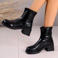 thumbnail image 4 of NECHOLOGY Botas Mujer Adulto Femenino Zapatos Botines para mujer Botas de manga de tacón grueso de cuero de color sólido de estilo británico para mujer (Black, 7.5), 4 of 6