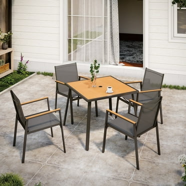 LAUSAINT HOME 5 Pieces Patio Dining Set, Textilene Outdoor Dining Set with 4 Chairs and 1 Table, Black