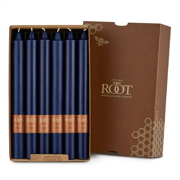 ROOT Candles Unscented Smooth Arista™ Taper Candles, 9-Inch Tall, Box of 12, Color: Abyss