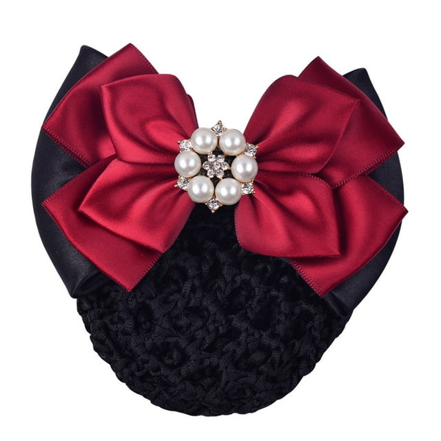Cubierta para moño de pelo Qarigey redecilla con diamantes de imitación lazo rojo AP016768-01