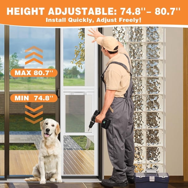 doggy Slsy Dog Door for Sliding Glass Door, 74 3/4