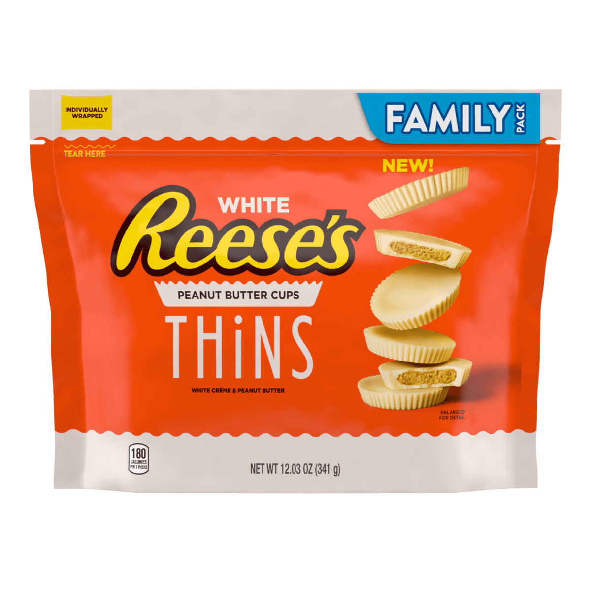 Reese's White Crème Peanut Butter THINS, Resealable Bag, 12 oz