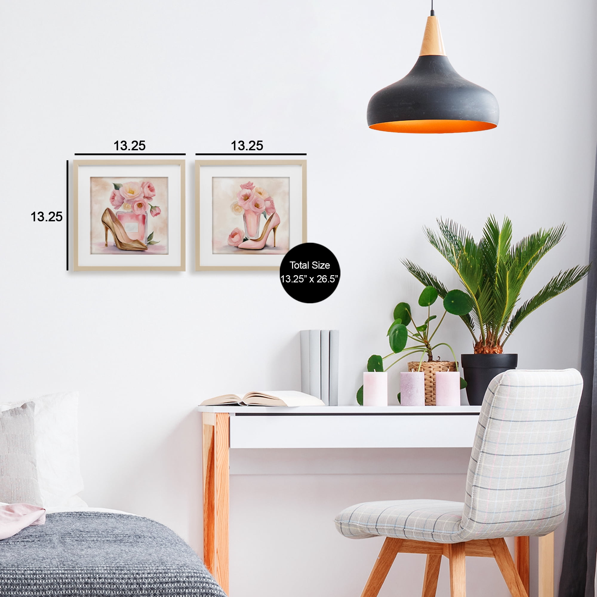 Stupell Industries Blush Pink Beauty 2 Piece Birch Framed Print Under Glass Set, design by Kim Allen