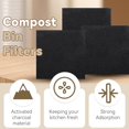 thumbnail image 2 of Biaungdo 6 Pack 5 Inch Sqaure Charcoal Filter Replacements, Black Kitchen Compost Bin Filters for Countertop Square Carbon Filter Bin Pail Replacement, 2 of 7