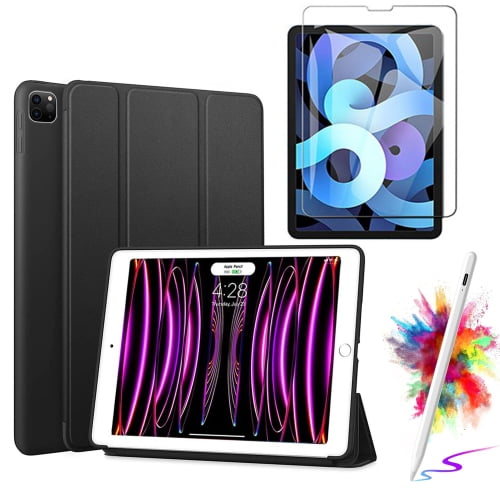 For iPad Pro 13 2024 Case With Screen Protector With Stylus pen Folio Slim Magnetic Smart Cover Stand Case Ultra Slim Lightweight SuperShield Cover For iPad Pro 13 2024 - Black1