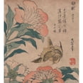 thumbnail image 3 of Hokusai 20x22 Black Modern Framed Museum Art Print Titled - Peony and Canary, 1833, 3 of 5