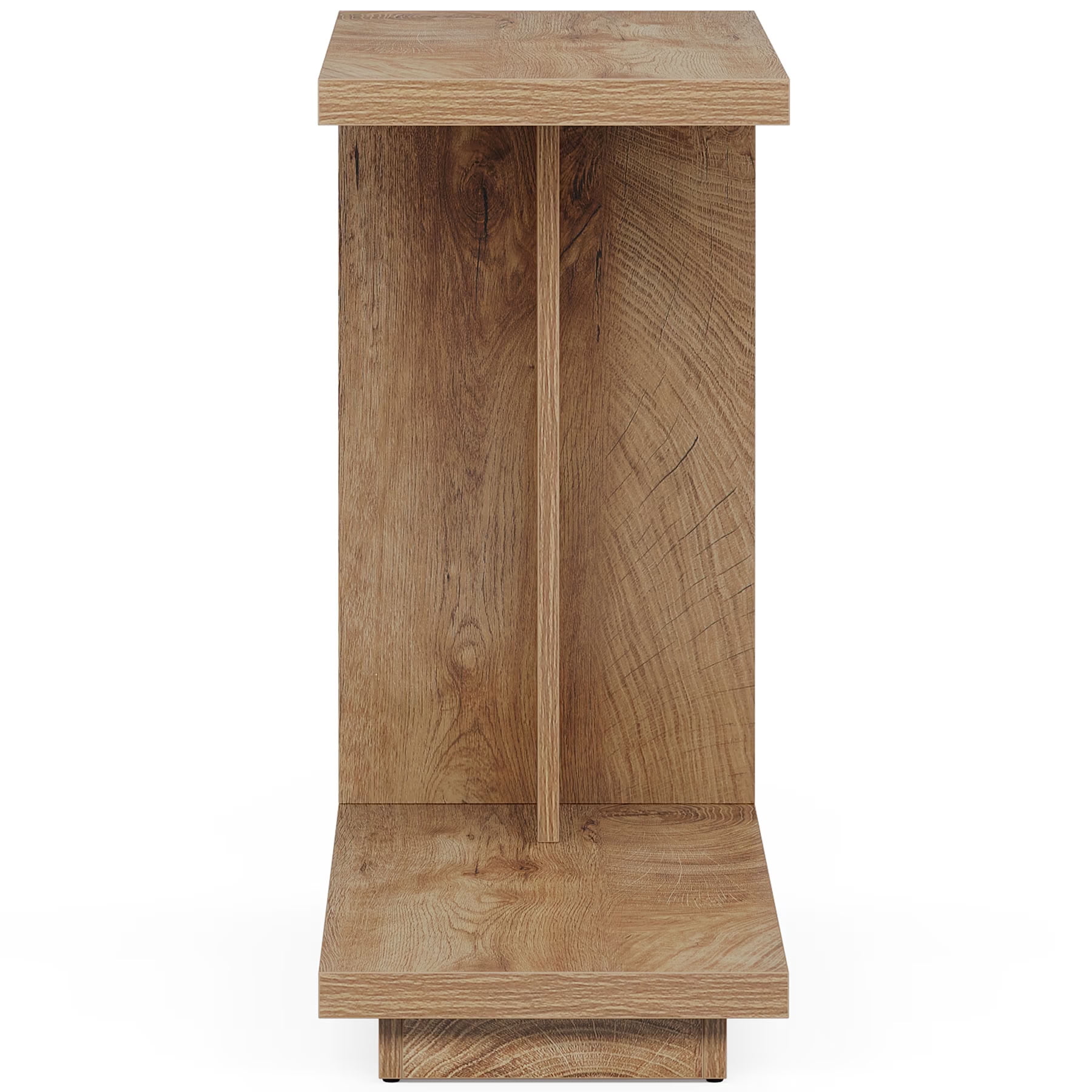 MAYEERTY C-Shaped End Table, Modern Wood Side Table with 2-Tier Storage, 23.6" Slim Sofa Couch Table for Living Room, Bedroom, Small Spaces
