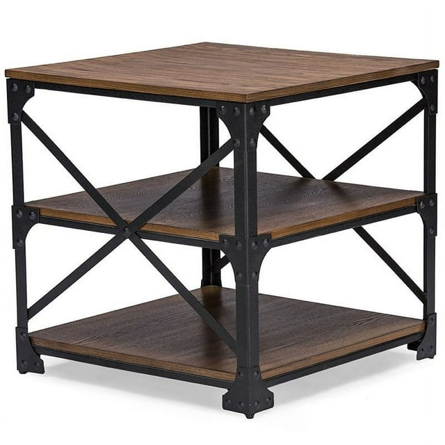 Bowery Hill Table d'Appoint Carrée 24 Pouces en Brun et Bronze