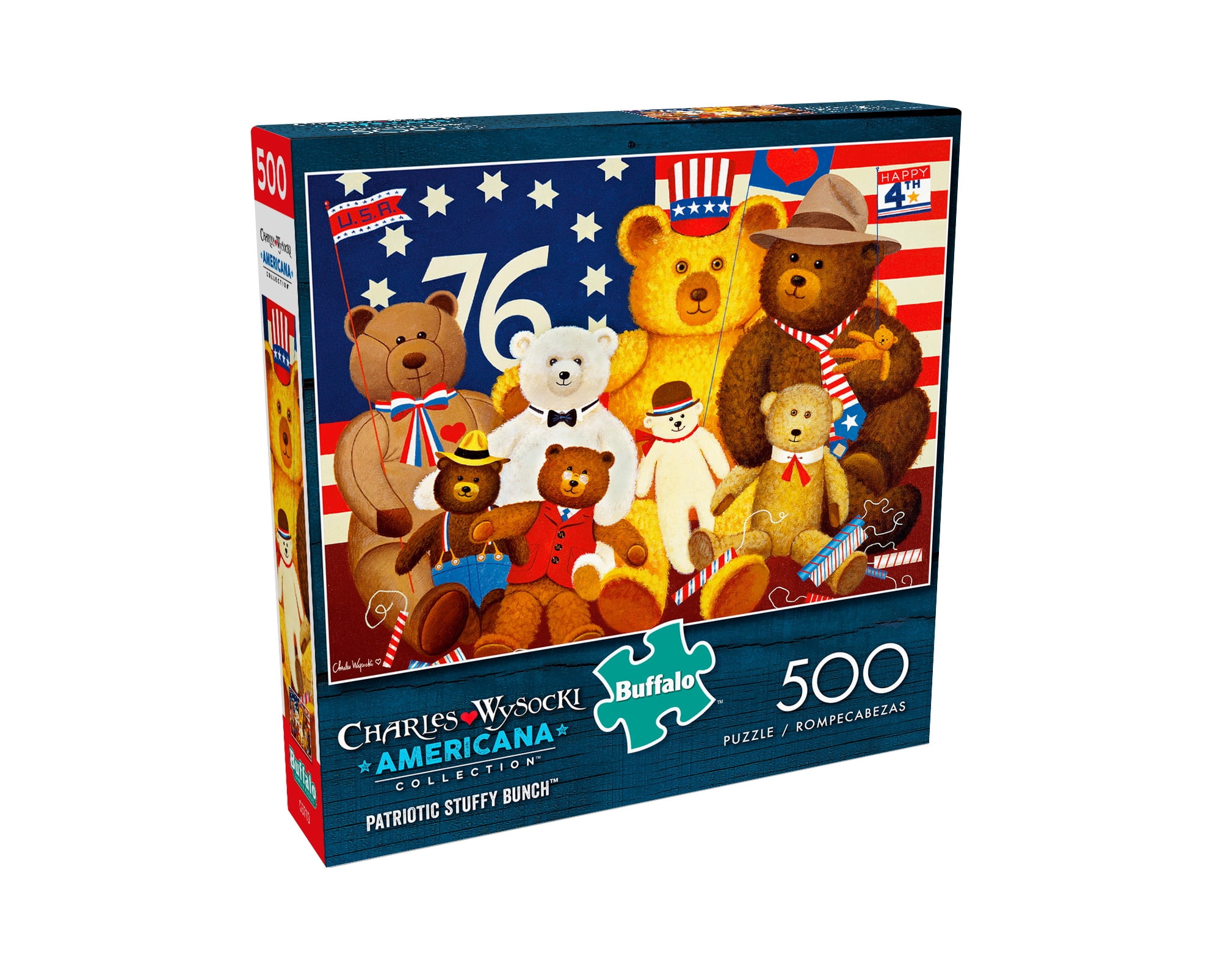 Buffalo Games Americana Collection Patriotic Stuffy Bunch 500 Pieces Jigsaw Puzzle