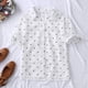 thumbnail image 4 of Camisa de lunares Blusa informal de verano con cuello en V Manga corta Top de mujer, Blanco, XL Yuarrent AP001522-04B, 4 of 7