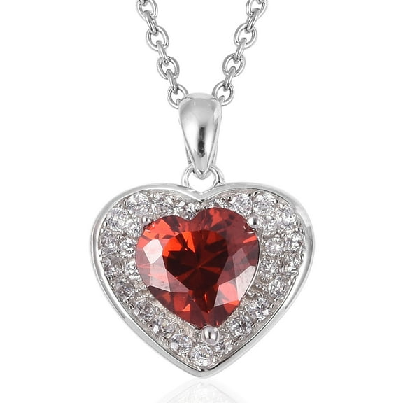 Shop LC Women Necklaces for Red Cubic Zirconia Heart Pendant Her 20"