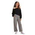 thumbnail image 5 of newwalpole Girls Cropped Sweatshirt Off Shoulder Long Sleeve Casual Crop Top | Cute Loose Fit Pullover Solid Color Y2K Trendy Shirt for Daily School Wear(Black,11-12 Years), 5 of 7