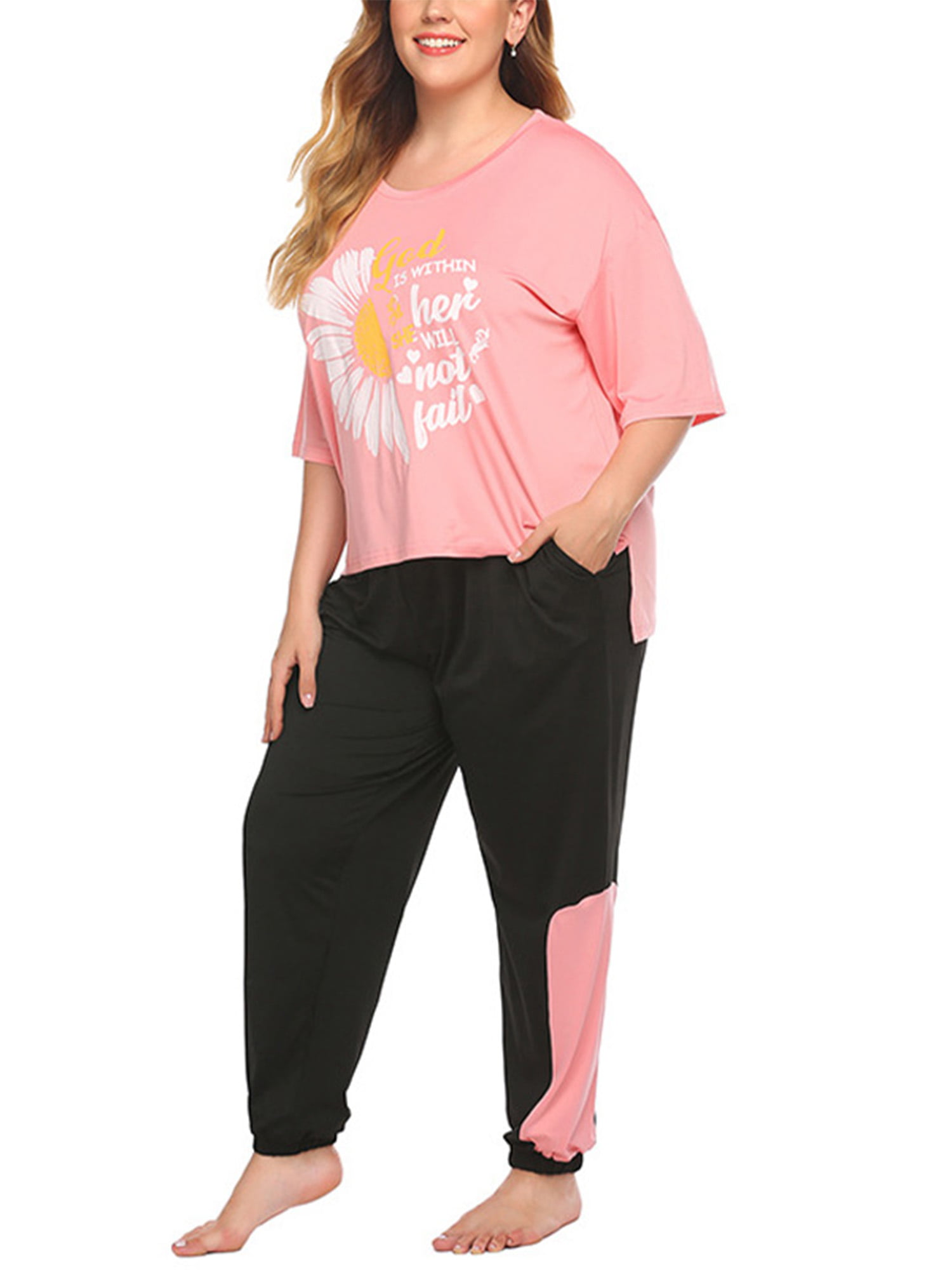 Woman Within Women's Plus Size 2-Piece Knit Tee And Short Set Sweatsuit