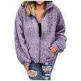 thumbnail image 1 of Women Plus Size Winter Warm Hooded Jacket with Zipper Pockets Outerwear Coat, 1 of 7