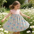 thumbnail image 5 of SROBPTY Girls Summer Dress Print Crew Neck Mid-Length Short Sleeve Sundress for 6 Months -10 Years, 5 of 5