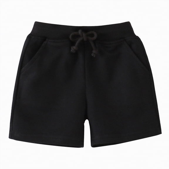 Yindaity Kids Shorts Boys Toddler Boys Summer Shorts with Drawstring - Cotton Baby Casual Shorts Active Sports Shorts(Black,3-4 Years)