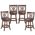 thumbnail image 1 of Juego de 4 taburetes de bar COSTWAY, giratorios 360°, marco de madera de caucho, 1 of 9