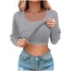 thumbnail image 3 of Sudadera con capucha para mujer,Suéter de cuello cuadrado para mujer, manga larga con acolchado en el pecho, poliéster elástico, ropa informal para el hogar, sopatenor, 3 of 9