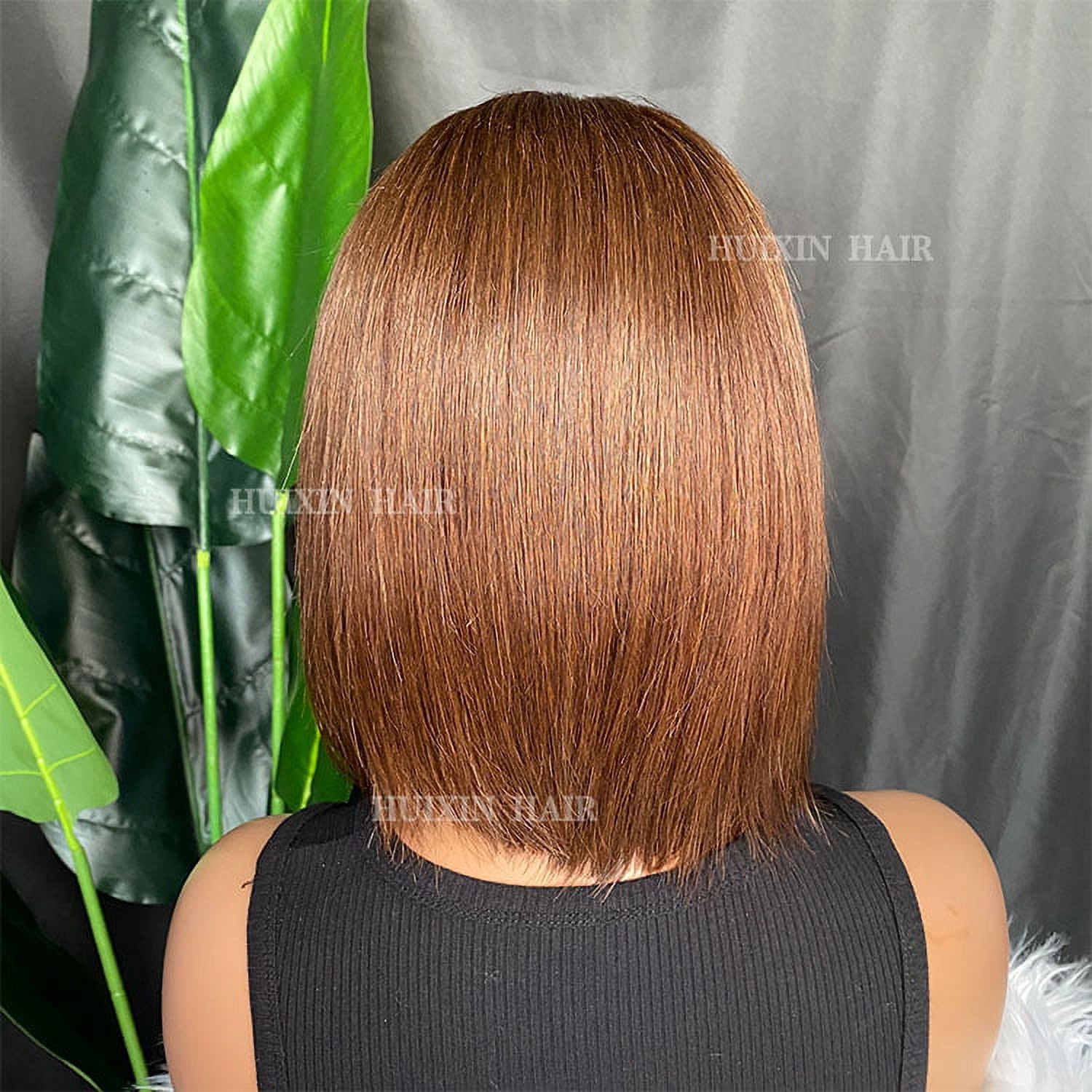 Vendor factory highlighted brown straight 13x4 tansparent lace frontal human hair wig 10"