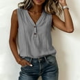 thumbnail image 6 of Bosfbaoi Womens Blouse V Neck Henley Relaxed Fit Sleeveless Stitch Detail Solid Casual Chic Tank Tops for Women, 6 of 9