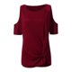 thumbnail image 4 of Gibobby Camiseta de manga corta para mujer Hombro manga corta túnica cuello Tops camiseta blusa fría mujer O blusa mujer(Vino,M), 4 of 5