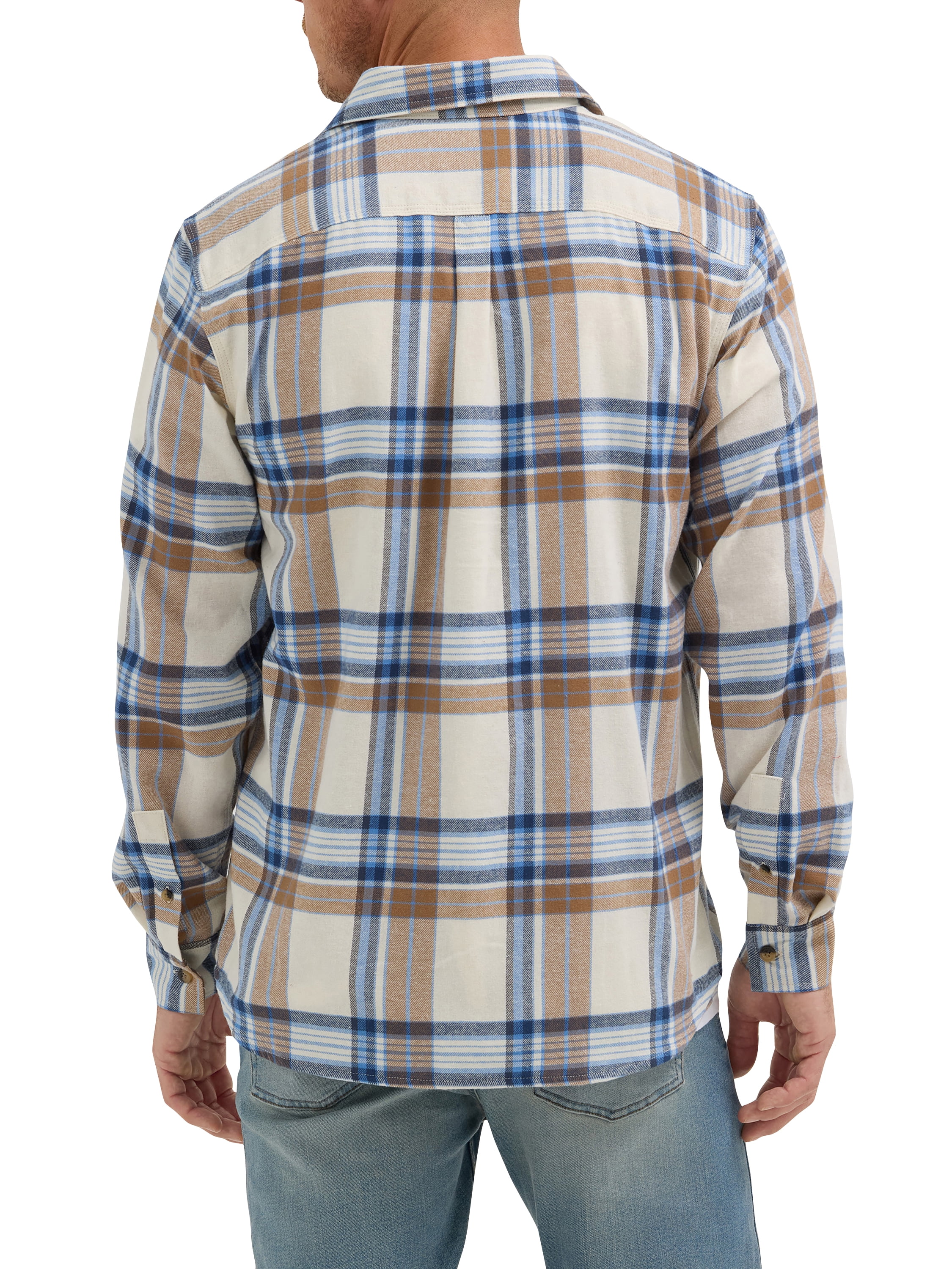 Wrangler® Men's and Big Men's Relaxed Fit Brushed Flannel Shirt with Long Sleeves, Sizes S-5XL