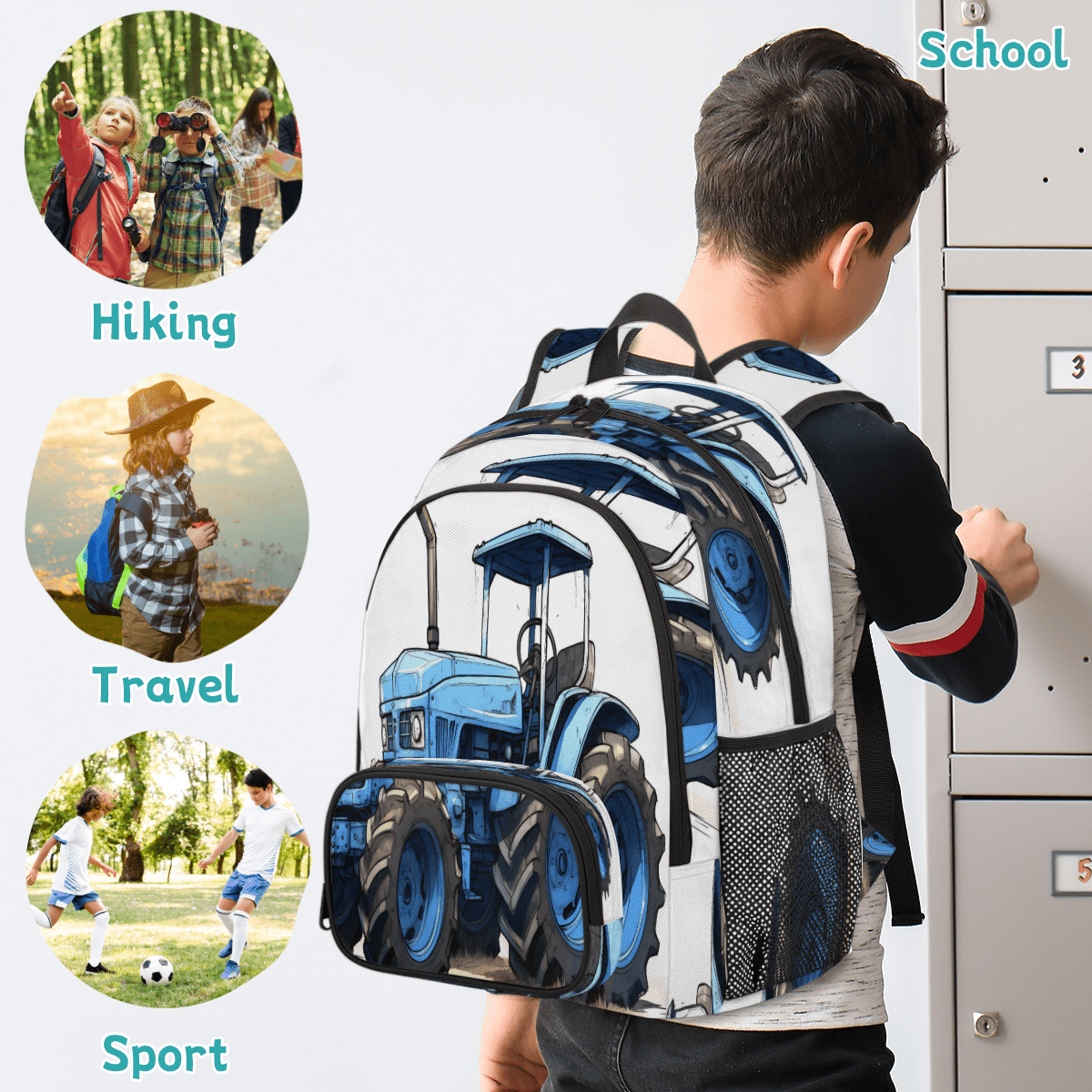 Herdesigns Farmland Vehicle Laptop Backpack for Women Men, 18.3 Inch Large Computer Backpacks Fashion Teacher Nurse Bag Casual Daypack for Work Travel