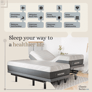 Sven & Son Classic Adjustable Bed Base Frame + 14 inch Hybrid Matt Medium Soft, Head and Foot Lift, Massage, Lights, USB, Memory Positions, Zero Gravity, Wireless Remote Split California Kin
