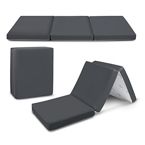 Cozzzi Folding Mattress - (Various Sizes) Trifold Foam Mattress Topper with Removable Cover -Lightweight and Portable Sleeping Mat - Compact and Easy to Storage (Grey)