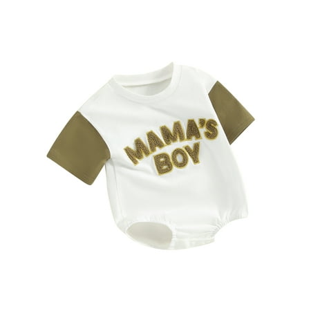 

EYIIYE Baby Boy Romper Short Sleeve Crew Neck Letters Summer Bodysuit