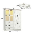 thumbnail image 6 of 6 Door Armoire Wardrobe Closet for Bedroom with LED Lights & 3 Drawers, Farmhouse Closet Storage Cabinet Wardrobe Set with Hanging Rods, 6 of 10