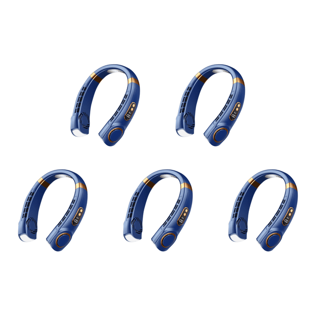 Ventilador sin aspas Mute USB Lazy Neck Fan Enfriador manos libres (pantalla digital) azul